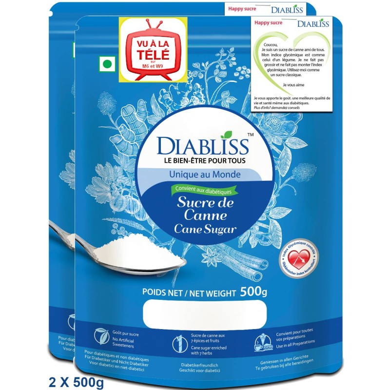 Véritable Sucre de Canne santé pour diabétiques, Minceur, Sportifs